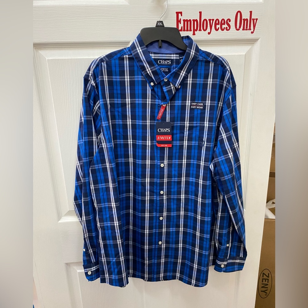 Chaps stretch easy care button up